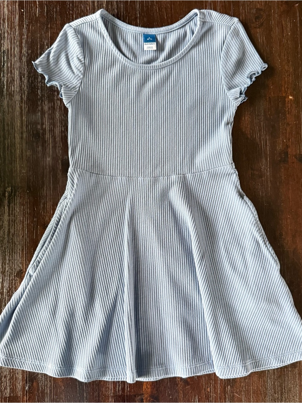 Old Navy Light Blue Ribbed Fit & Flare Short Sleeve Dress